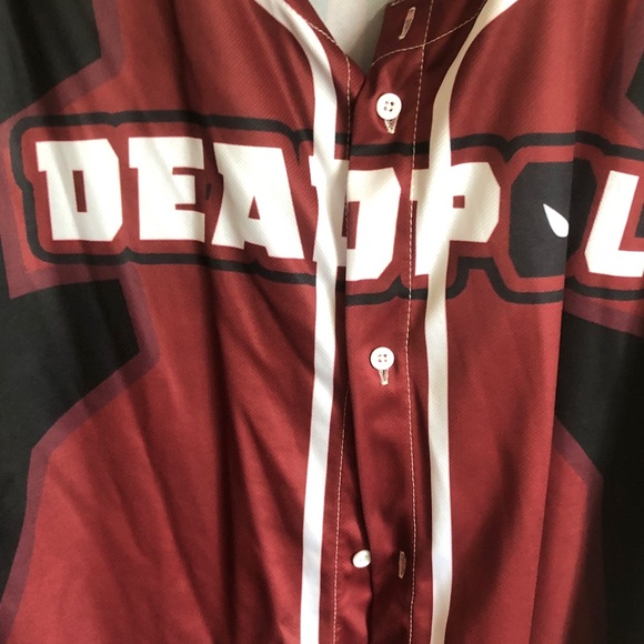 Other - Deadpool Graphic Baseball Jersey - Red & Black